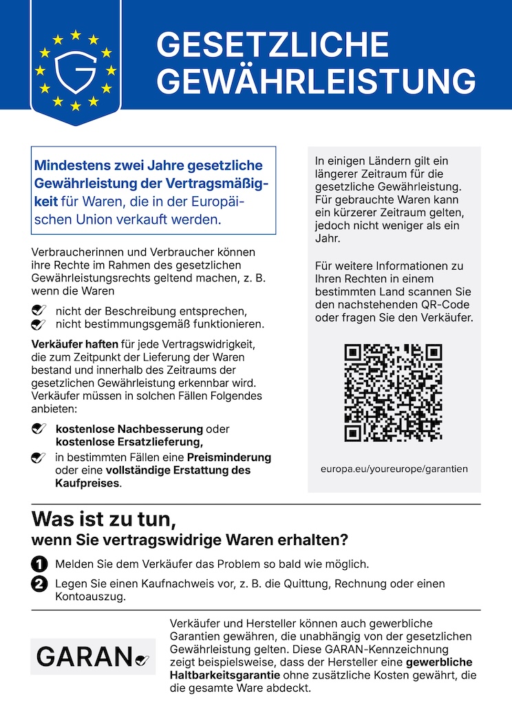 Harmonisierte Mitteilung über das gesetzliche Gewährleistungsrecht